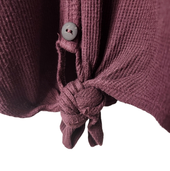 Waffle Knit Tie Front Short Sleeve Top | Home Girl Society | 2XL - Picture 6 of 8